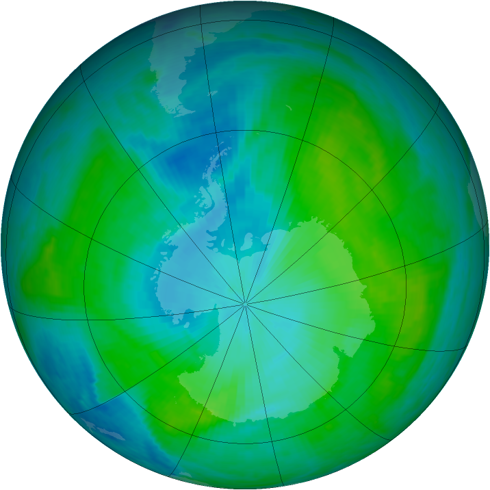 Antarctic ozone map for 04 February 1990